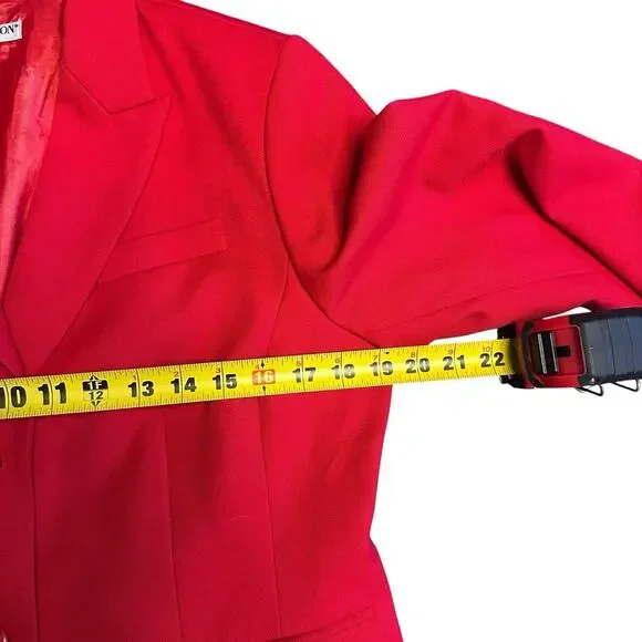 Vintage Pendleton Blazer Womens Size 12 Soild Red 100% Virgin Wool Petite - Picture 5 of 10